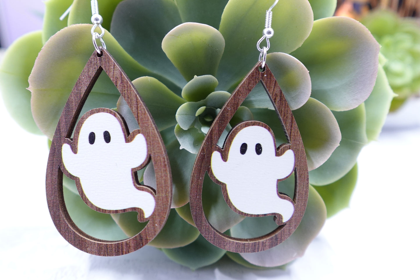 Wood Ghost Earrings