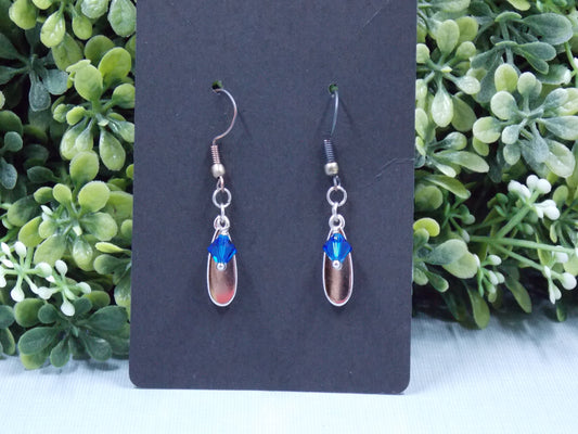 Blue Crystal and Silver Earrings.